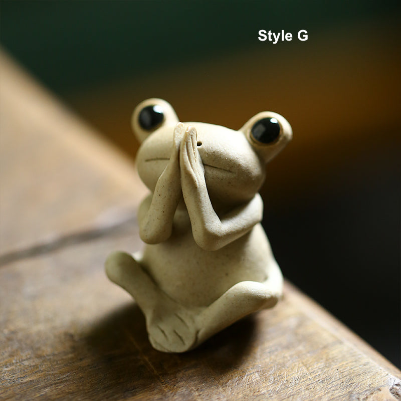 Tea Pet Frog, Creative Frog Sculpture, Handmade Frog, Ceramic Frog Ornaments , Kungfu Tea table Decor, 7 Styles, Gift to Kungfu Tea Lovers