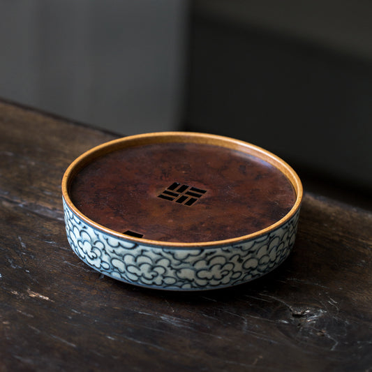 Clouds Sea Ceramic Teapot Stand (Hu Cheng), Fanggu Style Hucheng, Hand Painted Gongfu Teapot Holder, Teapot Tray, Gongfu Tea Accessories