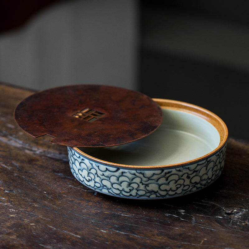 Clouds Sea Ceramic Teapot Stand (Hu Cheng), Fanggu Style Hucheng, Hand Painted Gongfu Teapot Holder, Teapot Tray, Gongfu Tea Accessories