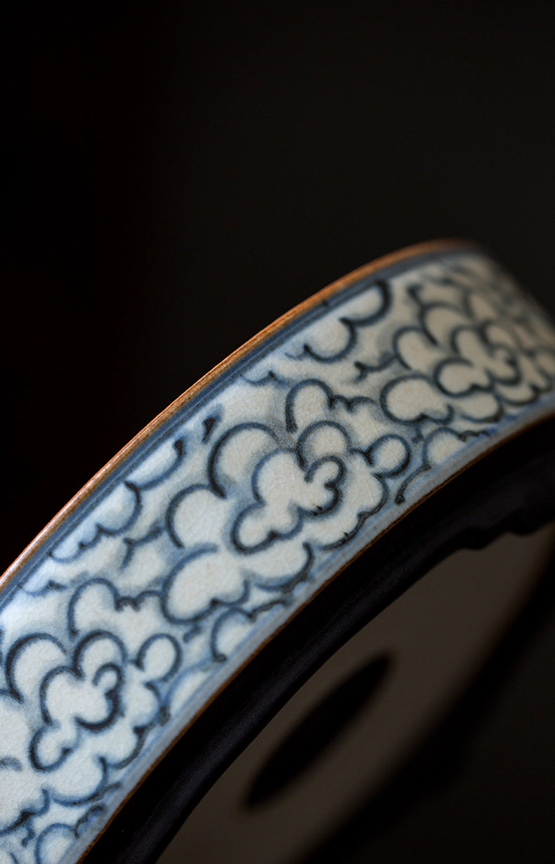 Clouds Sea Ceramic Teapot Stand (Hu Cheng), Fanggu Style Hucheng, Hand Painted Gongfu Teapot Holder, Teapot Tray, Gongfu Tea Accessories