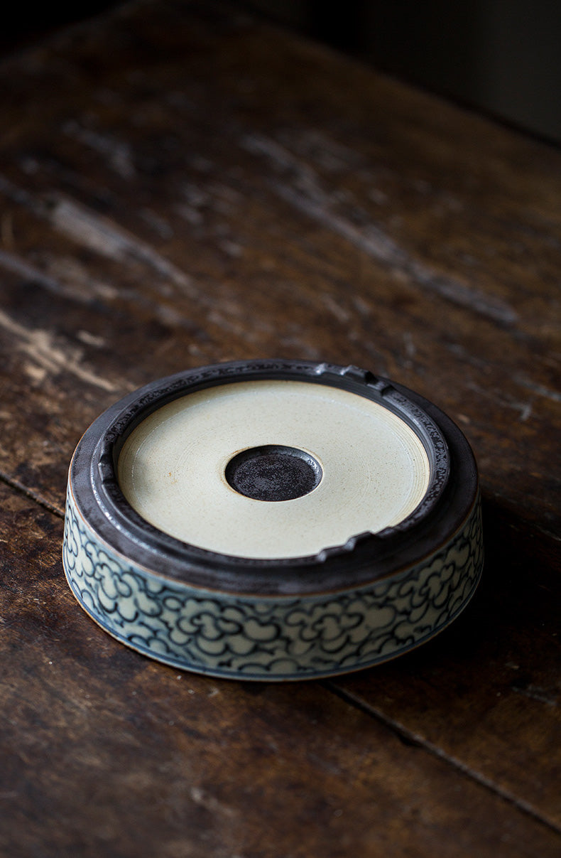 Clouds Sea Ceramic Teapot Stand (Hu Cheng), Fanggu Style Hucheng, Hand Painted Gongfu Teapot Holder, Teapot Tray, Gongfu Tea Accessories