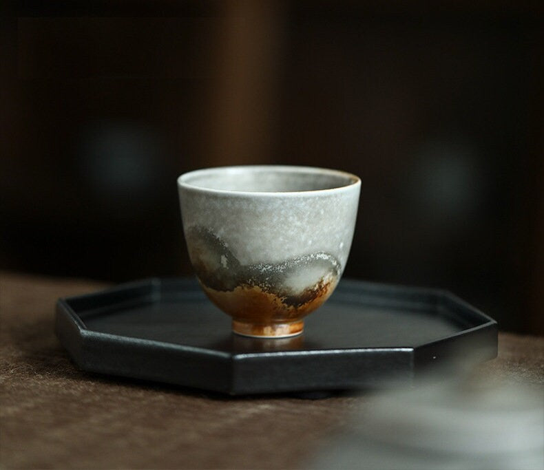 Handmade Kungfu tea Set, Jingdezhen Wood-fire Color Teapot Set - 1 teapot, 4 cups and 1 fairness cup, Gift Set for Gongfu Tea Lovers