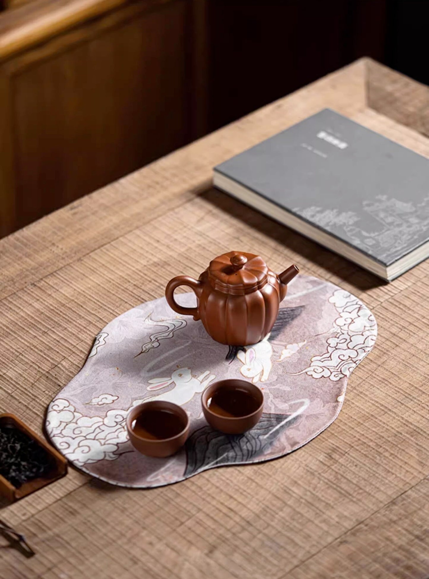 Butterfly Tea-Silk Mat 25x35cm, Gambiered Canton Silk Tea Mat, Natural Dye, Tea table Placemat, Chado Mat, Gongfu Tea Accessory, 6 Styles