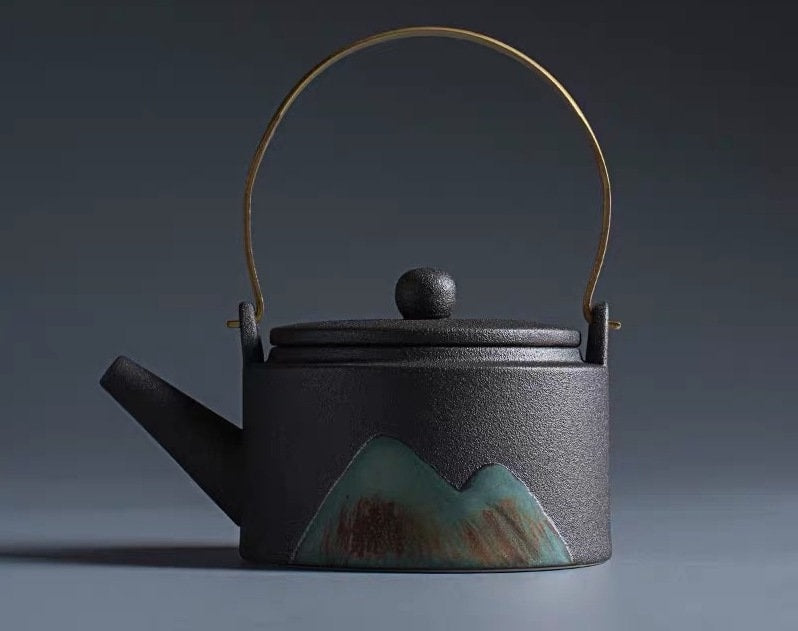 Chinese Tea Set ‘Distant Mountains’, Japanese Zen style, Kung Fu Teapot set with Tea Cups, Tea Tray and 1 Tea Jar, Gift to Gongfu Tea Lovers