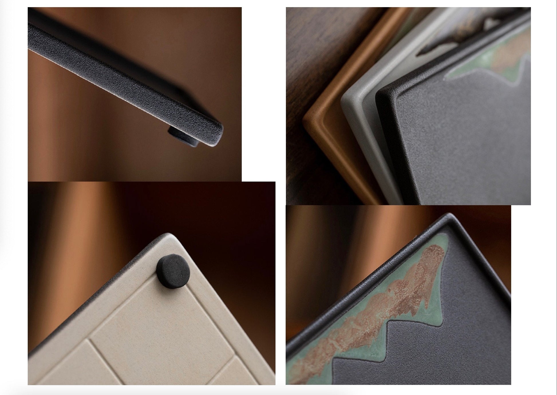 Ceramic Tea Tray ‘Distant Mountains’ |Japanese style Kung Fu Tea Set ceramic tray | Tea tray 2 styles in 3 colors- White, Black and Yellow