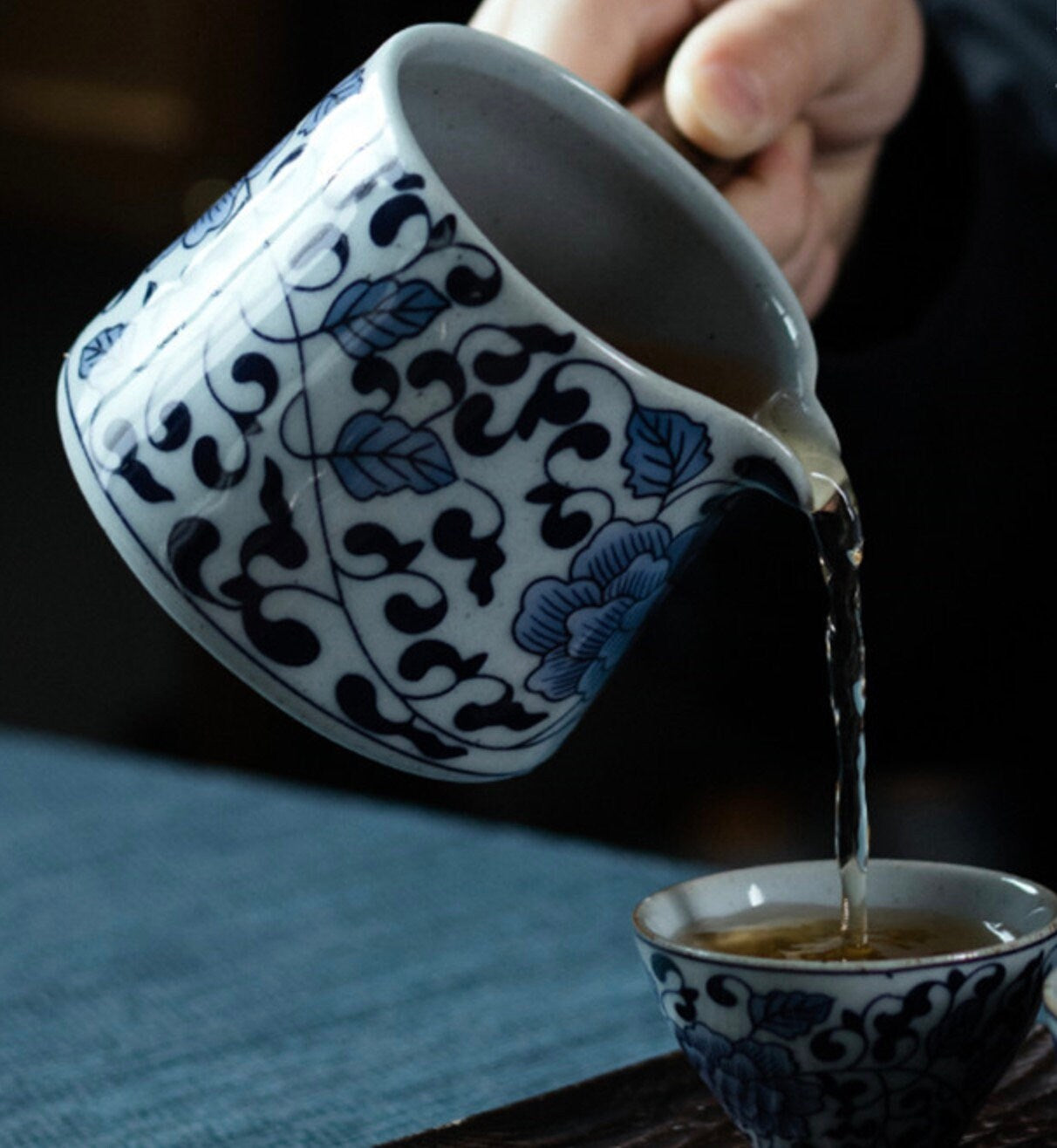 blue white gongfu teapot with infuser, Chinese teapot, Gong fu teapot