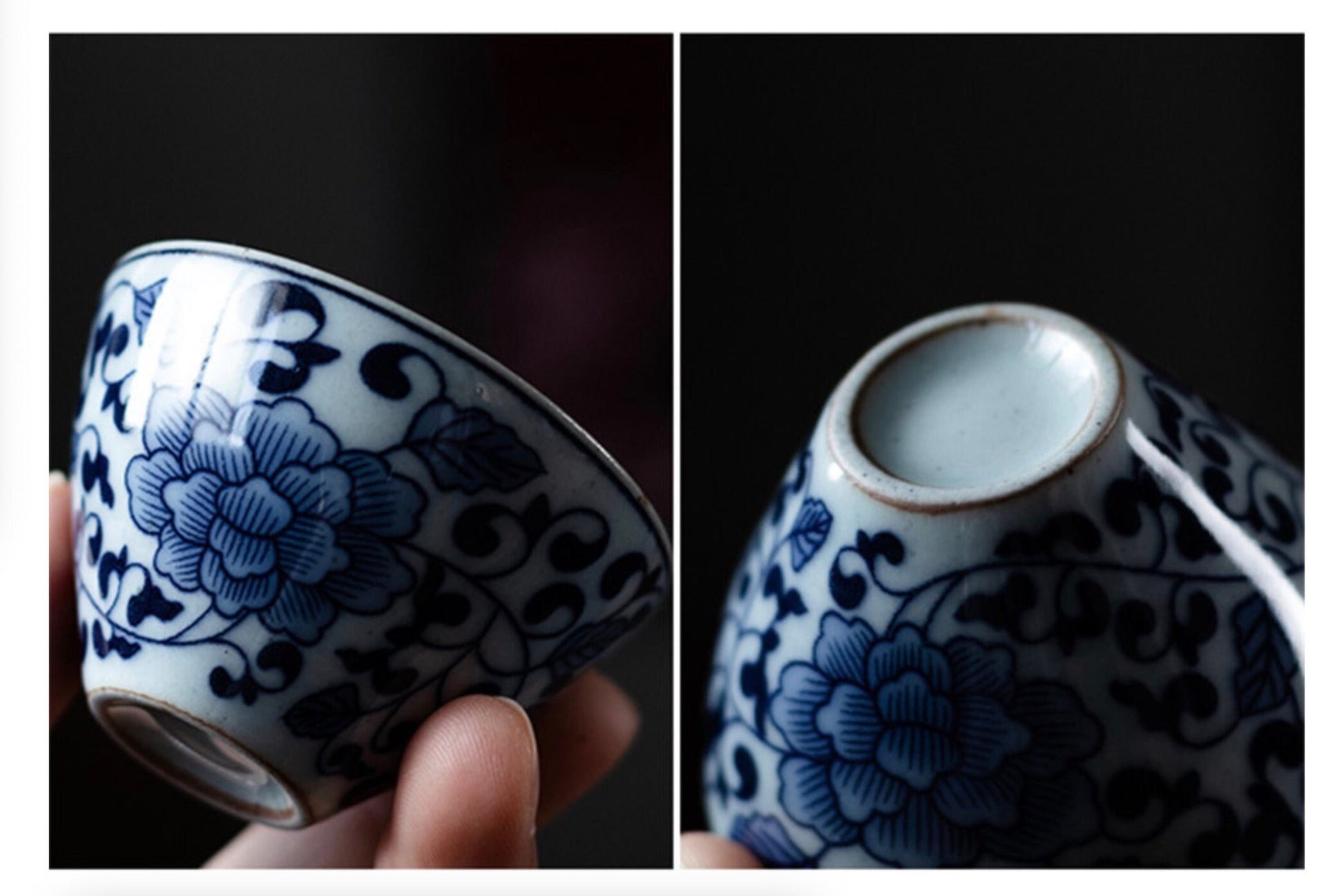 blue white gongfu tea cups, Chinese tea cups, Gong fu tea cups, Asian tea cups, Kung Fu tea cups,