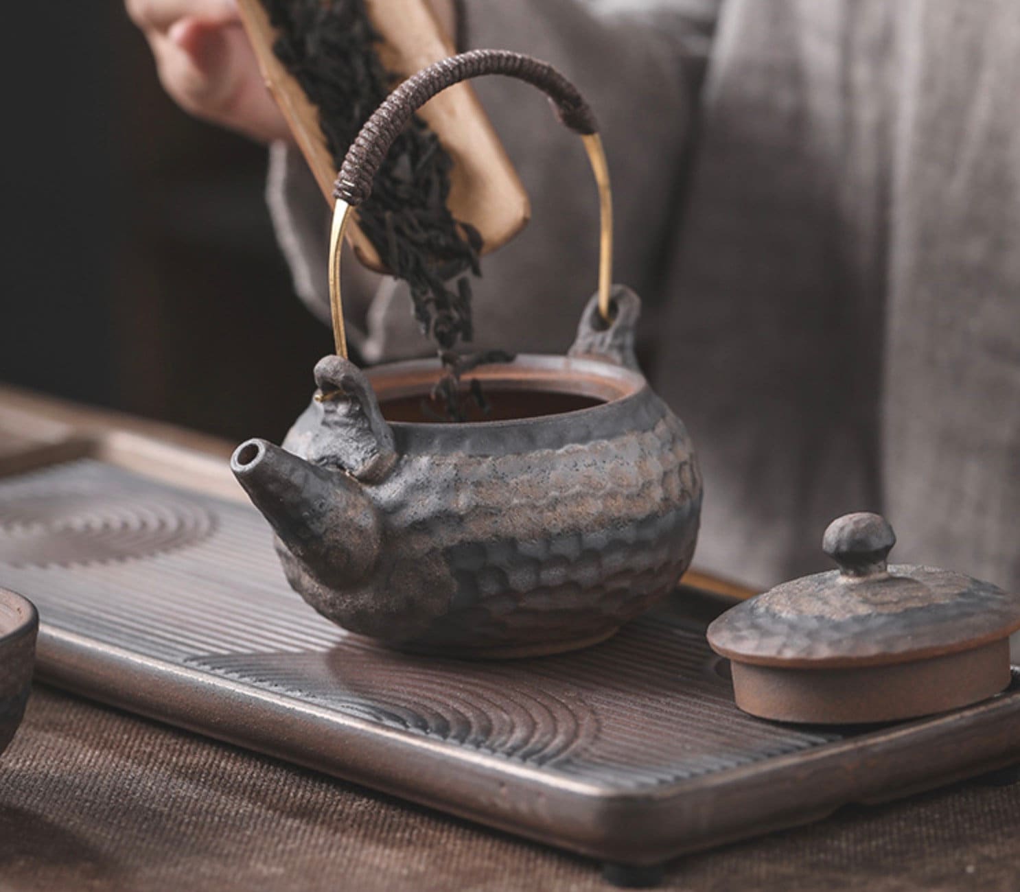 pottery clay gongfu teapot, tea serving set