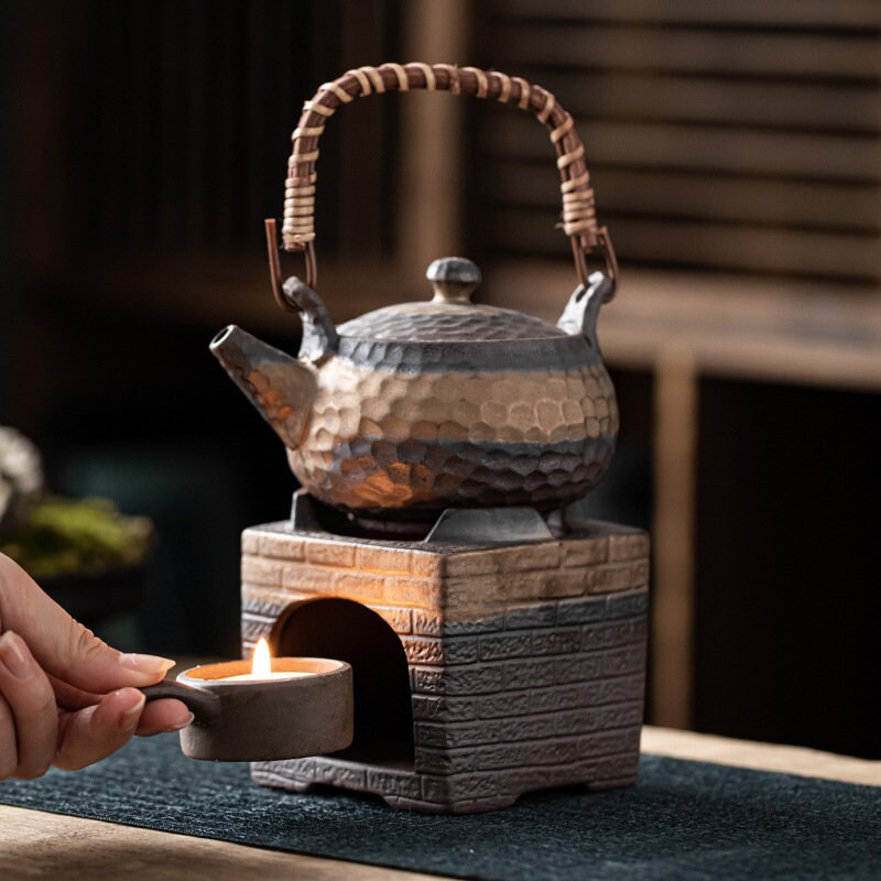 Handmade Ceramic Teapot Warmer, Teapot Warmer with Candle Holder, Retro Style Teapot Warmer to keep your Tea always Warm - 4 Styles