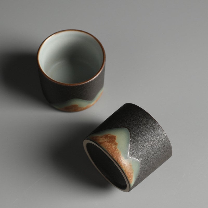 Chinese Tea Set ‘Distant Mountains’, Japanese Zen style, Kung Fu Teapot set with Tea Cups, Tea Tray and 1 Tea Jar, Gift to Gongfu Tea Lovers