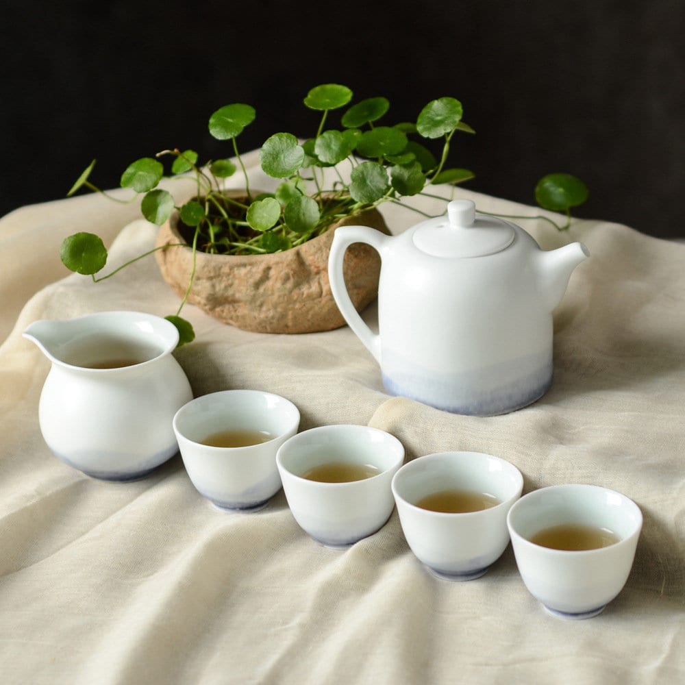 Handmade Tea Set with Teapot, Chinese Kungfu Tea Set for Loose Leaf Tea, Jingdezhen Hand Painted Gongfu Tea Ceremony Set, Tea Lover Gift