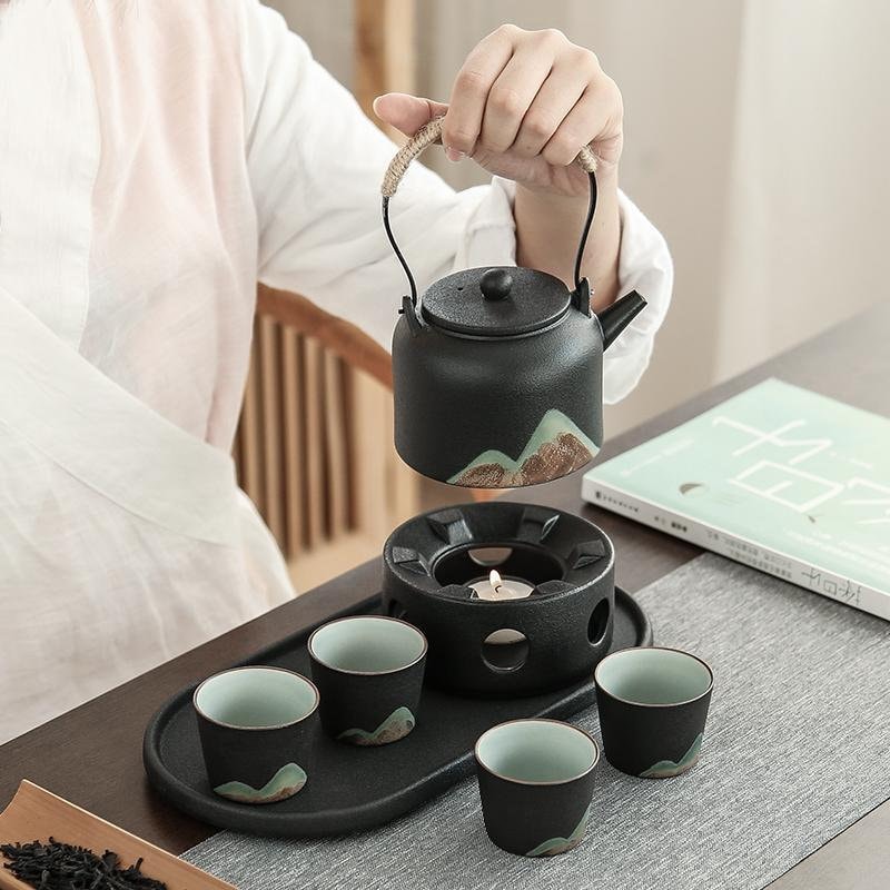 black tea set, tea set for adults, japanese tea set, Chinese tea set, traditional tea set, zen style teapot set