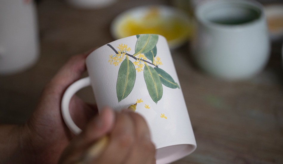 Easter Bunny Mug, Hand Painted Bunny Mug, Hand Thrown Ceramic Coffee Mug 450ml/15.2oz, Thin-walled, Beautiful Mug Gift for Her