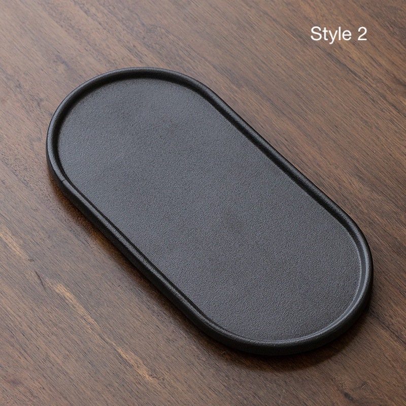 Ceramic Tea Tray ‘Distant Mountains’ |Japanese style Kung Fu Tea Set ceramic tray | Tea tray 2 styles in 3 colors- White, Black and Yellow