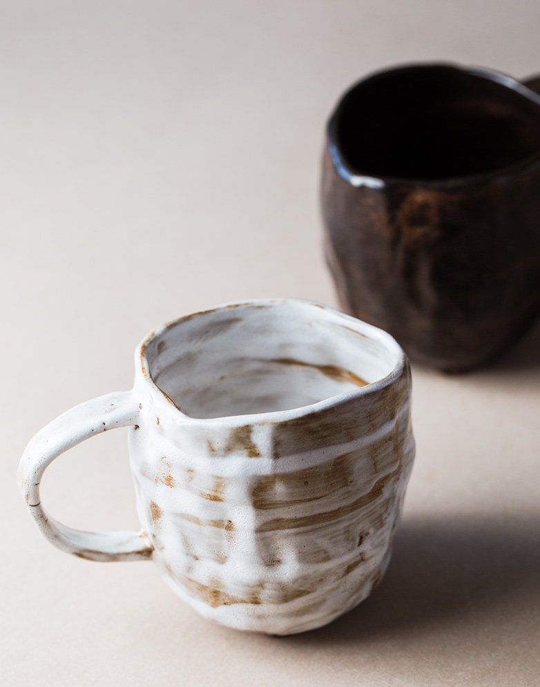 Handmade Stoneware Mug 220ml(7.4oz) | Japanese Style Rustic Ceramic Mug | Office Coffee Mug | Milk Tea Water Coffee Cup