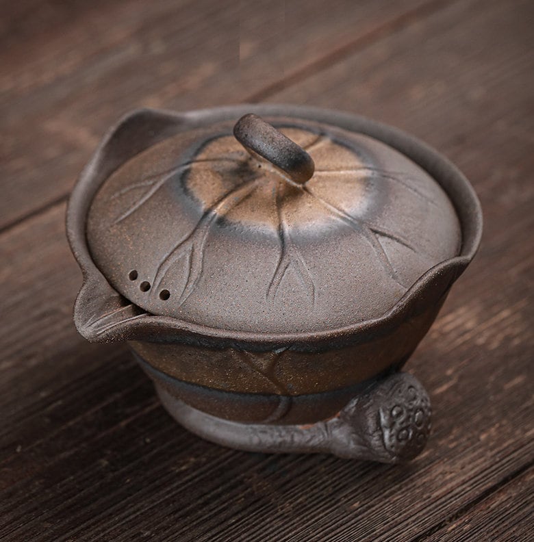 Lotus Pond Theme Gongfu Teapot Set /Handmade Kung Fu Tea Set with Teapot, Cups & Tea Tray /Retro Style Tea Set / Unique Tea Set Gift