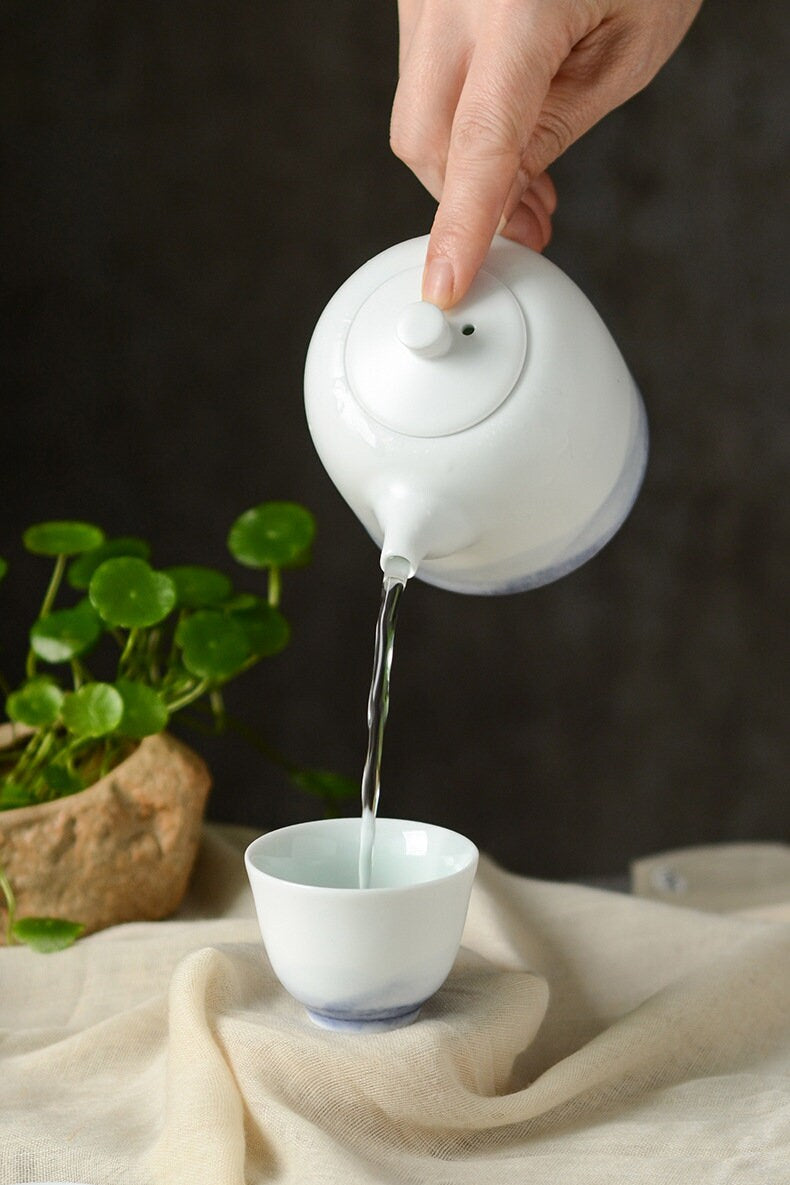 Handmade Tea Set with Teapot, Chinese Kungfu Tea Set for Loose Leaf Tea, Jingdezhen Hand Painted Gongfu Tea Ceremony Set, Tea Lover Gift