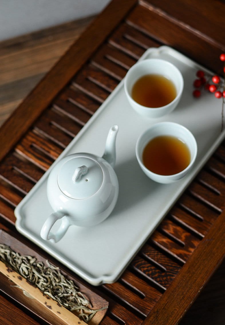 Handmade Small Porcelain ‘Ruyi’ Tea Set, Kung Fu Tea Set for Two - 1 Teapot and 2 Tea Cups, Minimalist Teapot Set, Gift to Tea Lovers