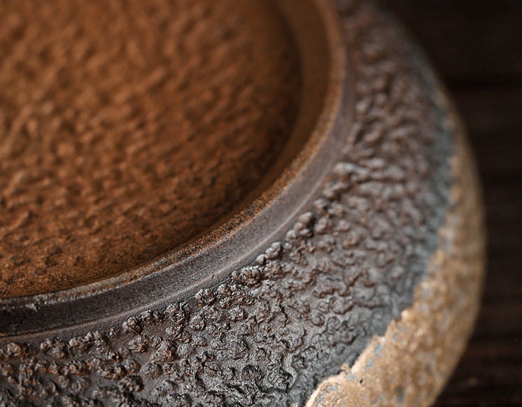 Handmade Ceramic Tea Pot Holder (Hu Cheng), Retro Style Teapot Stand, Kung Fu Teapot Tray, Tea Accessories for Tea Lover