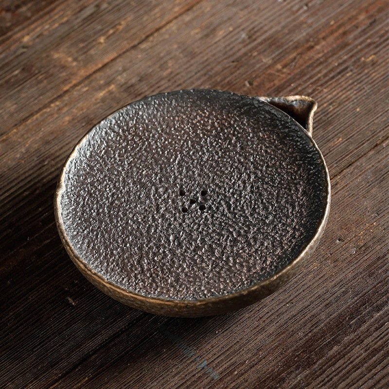 Handmade Ceramic Tea Pot Holder (Hu Cheng), Retro Style Teapot Stand, Kung Fu Teapot Tray, Tea Accessories for Tea Lover