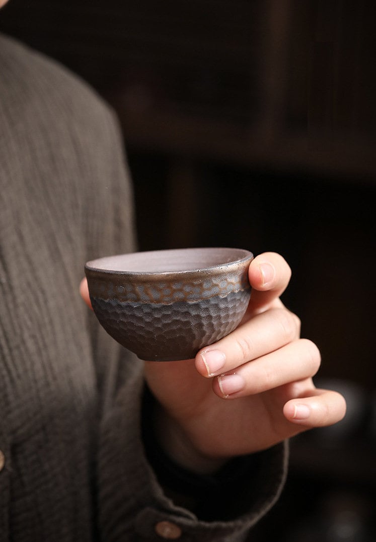 Ceramic Dead Stump Kyusu Teapot Set / Handmade Kung Fu Tea Set - 1 Teapot, 2 Cups, Tea Tray & Teapot Warmer / Gift to Tea Lovers