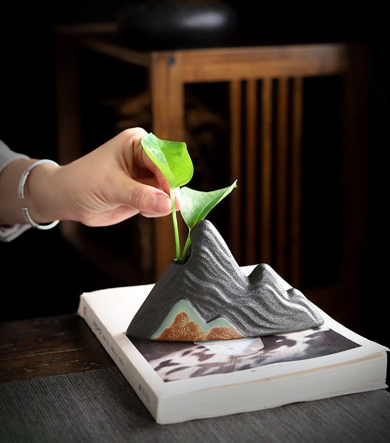 Ceramic Mini Flower Vase for Tea Table, Japanese Zen Chado Small Vase, Chinese Kung Fu Tea Table Decoration, GongFu Tea Accessories