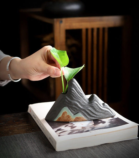 Ceramic Mini Flower Vase for Tea Table, Japanese Zen Chado Small Vase, Chinese Kung Fu Tea Table Decoration, GongFu Tea Accessories