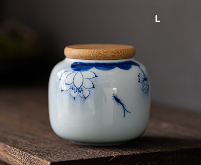 Ceramic Tea Jar, Small Tea Tin with Sealed lid 260ml/8.8oz, Hand Painted, Jar Set, Tea Caddy, Tea Containers, 12 Style, Gift to Tea Lovers