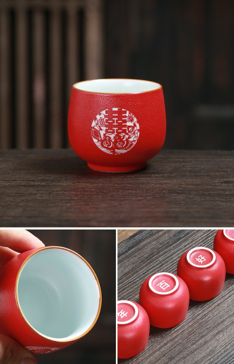 tea ceremony wedding cups, chinese wedding tea ceremony, double happiness cups