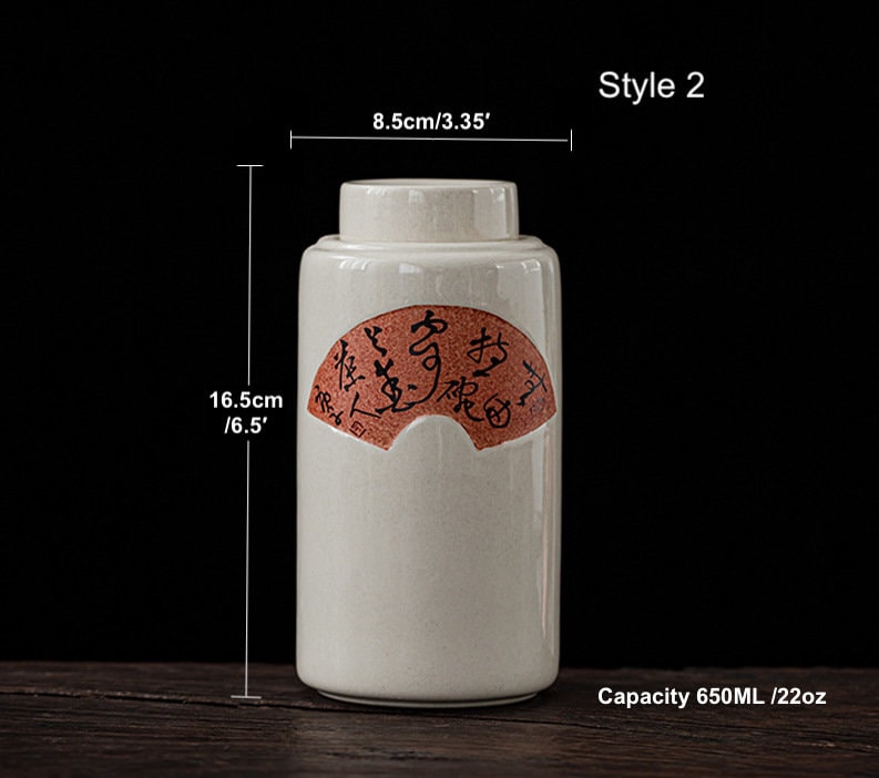Big Ceramic Tea Canister Handmade | Wood Ash Glaze Ceramic Tea Sealed Jar | Tea Container | Tea Caddy | Tea Tin, 2 Style, Gift to Tea Lovers