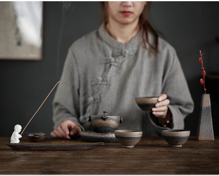 Handmade Ceramic Incense Burner, Incense Holder, Zen Style Incense Stick Holder, Kungfu Tea Gongfu Tea Accessories, Tea Table Decor