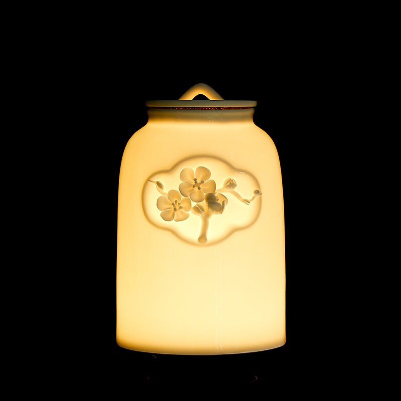 Ceramic Pinch Plum Flower Tea Canisters | Handmade Sealed Tea Jars| Tea Containers Set | Tea Caddy | Tea Tin, 2 Sizes, Gift to Tea Lovers