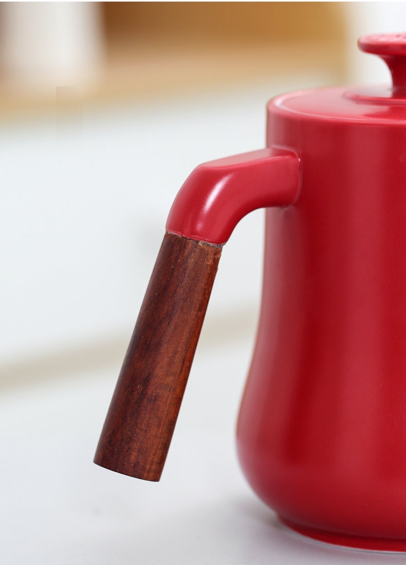 Chinese Wedding Tea Set, Double Happiness Wedding Tea Ceremony Set, Red Ceramic Tea Set with 1 Teapot and 6 Cups, Chinese Wedding Gift