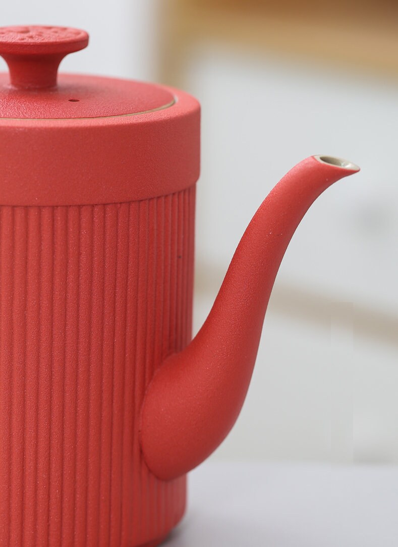 Oriental Wedding Tea Ceremony Set, Double Happiness Chinese Wedding Tea Set, Red Ceramic Tea Set - 1 Teapot and 6 Cups, Chinese Wedding Gift