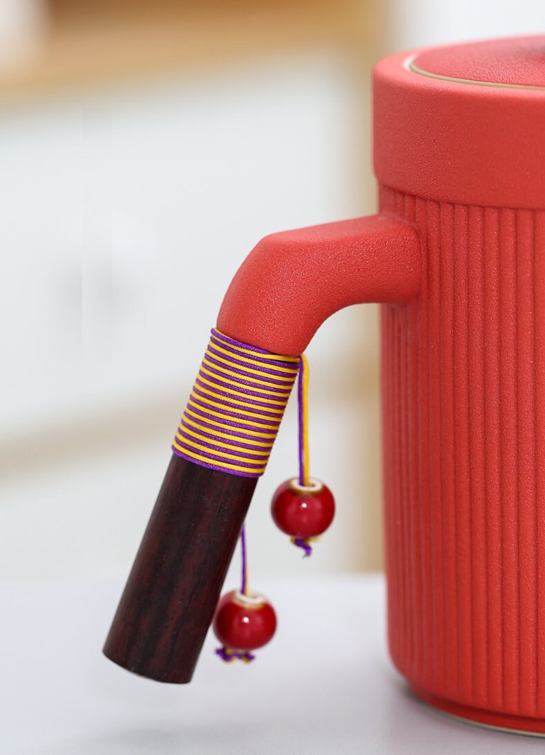 Oriental Wedding Tea Ceremony Set, Double Happiness Chinese Wedding Tea Set, Red Ceramic Tea Set - 1 Teapot and 6 Cups, Chinese Wedding Gift