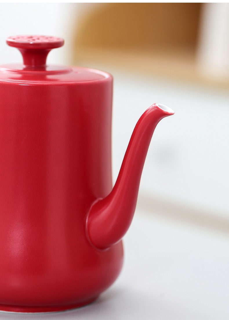 Chinese Wedding Tea Set, Double Happiness Wedding Tea Ceremony Set, Red Ceramic Tea Set with 1 Teapot and 6 Cups, Chinese Wedding Gift