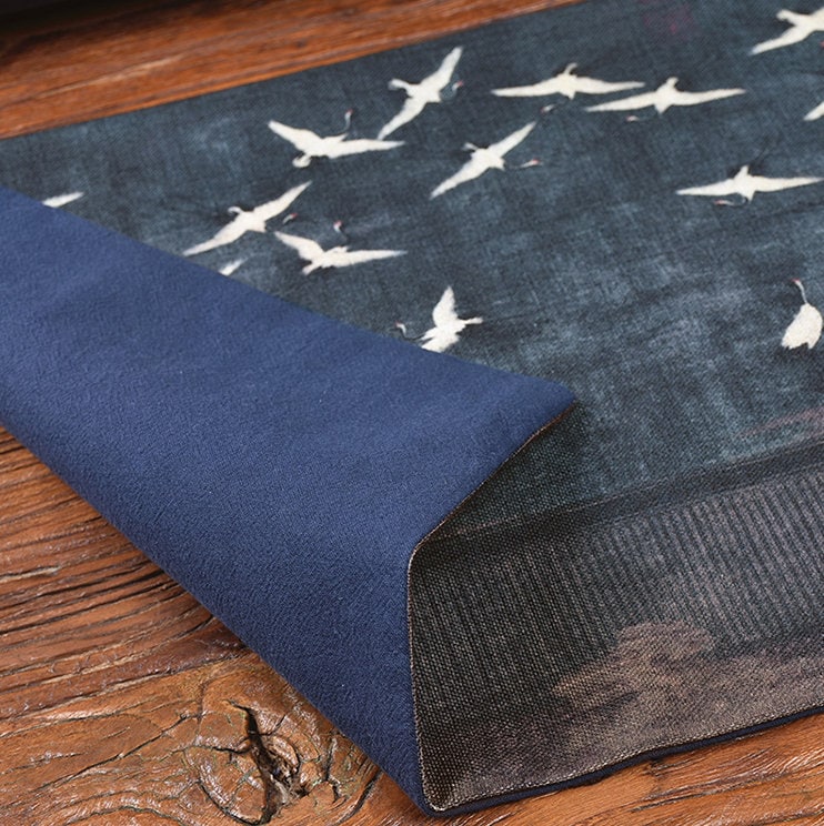 Lucky Cranes Table Runner for Gongfu Tea Ceremony, Kungfu Tea Table Mat, Zen Style Tea Cloth, Kungfu Tea Accessories