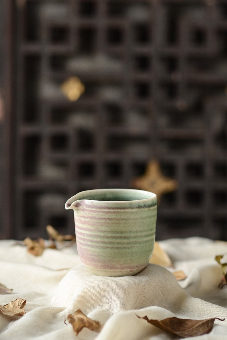 Handmade Banana Leaf Green Glaze Gaiwan Tea Set, Jingdezhen Gongfu Tea Set - 1 Gaiwan, 1 Fairness Cup and 4 Cups, Kungfu Tea Lovers Choice