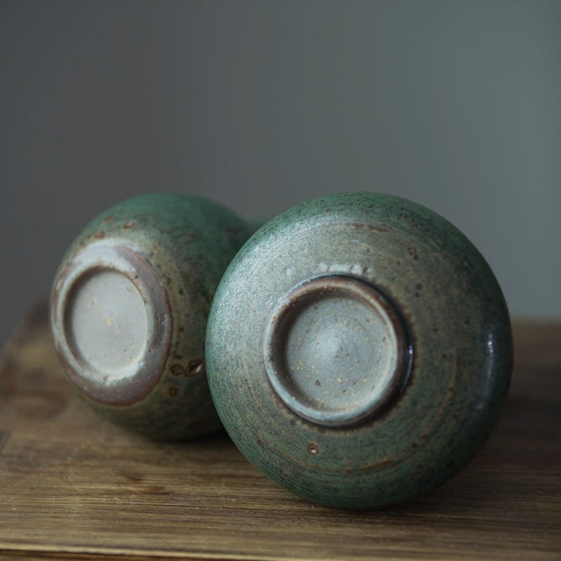 Retro Dark Green Ceramic Vase For Flowers, Hand Thrown Flower Vase, Ceramic Small Vase for Kungfu Tea Table Decor, Home Decor Vase