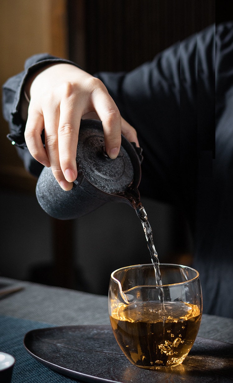 Lucky Crane Ceramic Kungfu Tea Set| Small Chinese Gongfu Tea Set for Two - 1 Teapot, 2 Cups and 1 Tea Tray | Retro Style | Tea Lover Gift