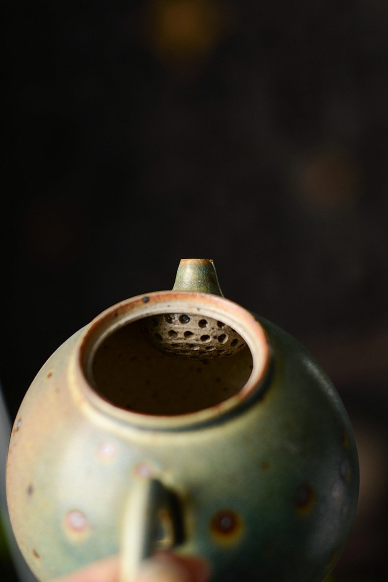 Hand Thrown Banana Leaf Green Glaze Kungfu Tea Set, Jingdezhen Gongfu Tea Set - 1 Teapot, 1 Fairness Cup and 4 Cups, Tea Lovers Gift