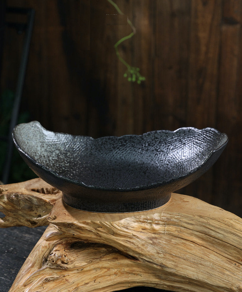 Large Ceramic Ikebana/ Willow Leaf Style Ikebana Container / Japanese Floral Arrangement Bowl / Housewarming gift, flower frog Included