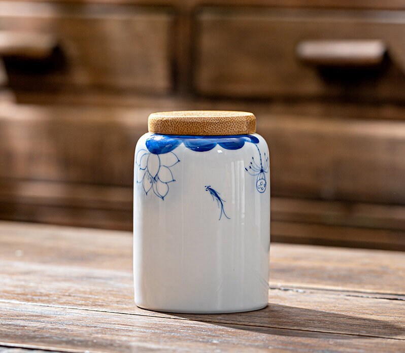 Hand Painted Ceramic Canisters for Loose Tea Leaf | Sealed Small Tea Jars 280ml/9.5oz | Tea Containers | Tea Caddy | Tea Tin, 6 Style