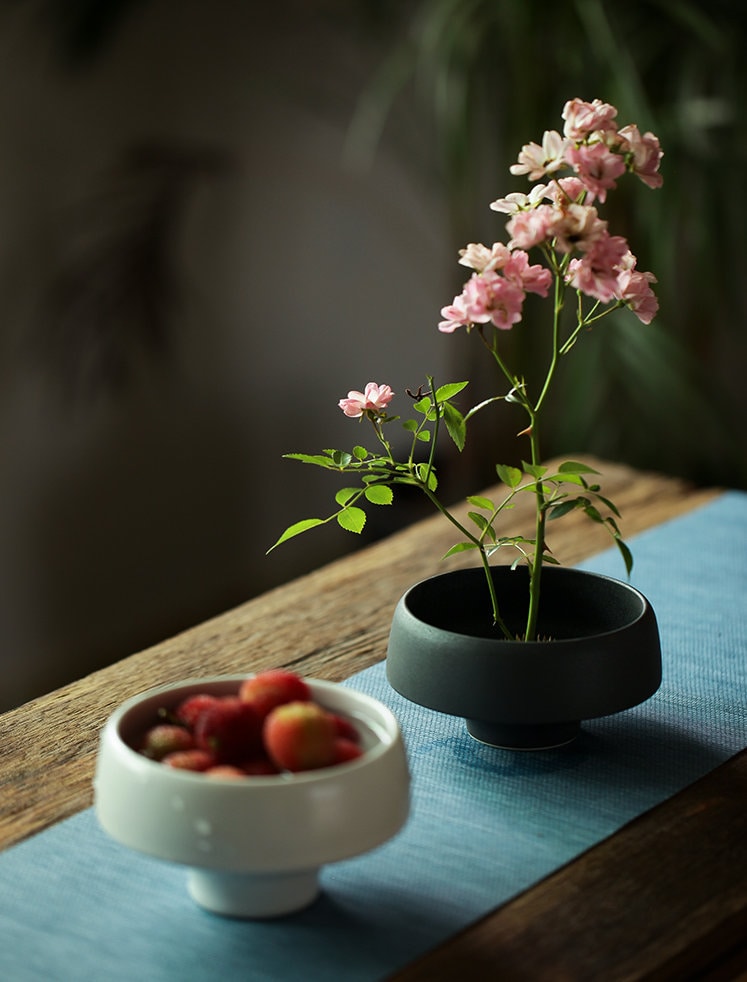 Hand Thrown Ceramic Ikebana Vase / Ikebana Container / Ikebana Bowl / Fruit Bowl/ Japanese Floral Arrangement / Kungfu Chado Tea Table Decor