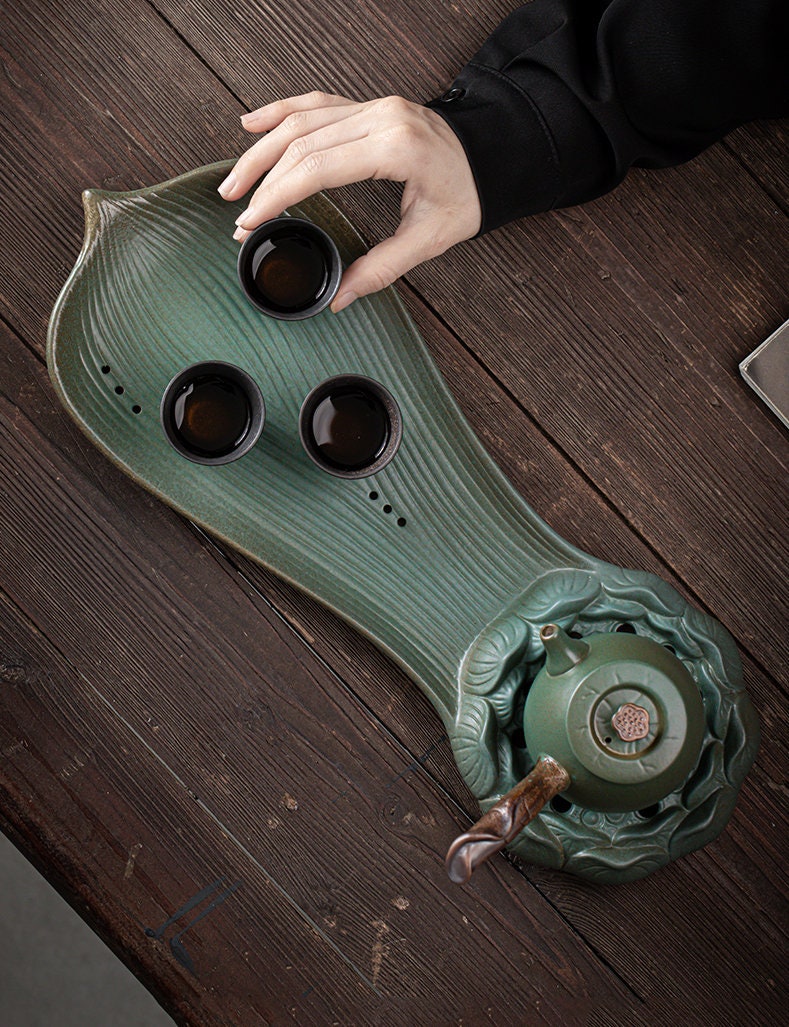 Zen Style Ceramic Tea Tray for Kung Fu Tea / Creative Chinese Table Tray / Gongfu Tea Serving Tray - 2 Colors / Kungfu Lover Gift
