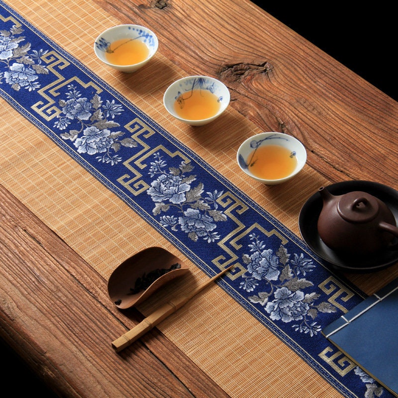 100% Natural Bamboo Table Runner, Oriental Style Bamboo Tea Table Mat, Kungfu Tea Accessories, 3 Design Multiple Lengths