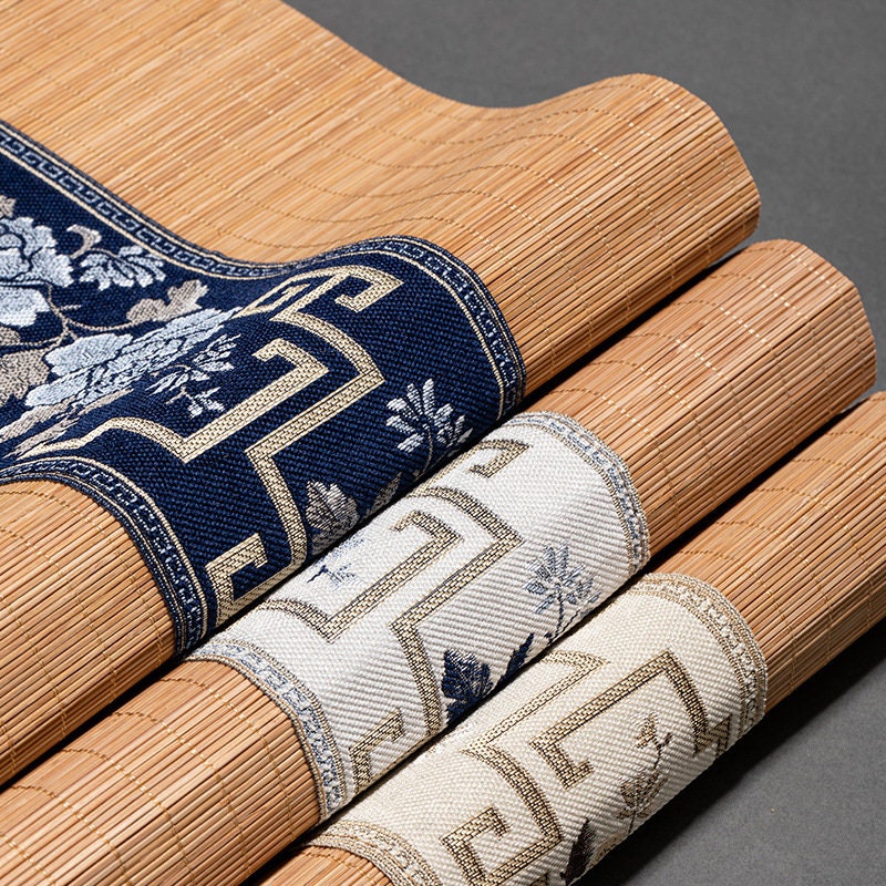 100% Natural Bamboo Table Runner, Oriental Style Bamboo Tea Table Mat, Kungfu Tea Accessories, 3 Design Multiple Lengths