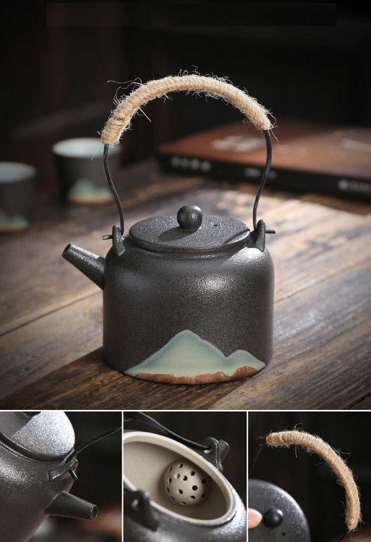 tea set with tea pot, black tea set, tea set for adults, japanese tea set, Chinese tea set, traditional tea set, zen style teapot set, chinese tea cup