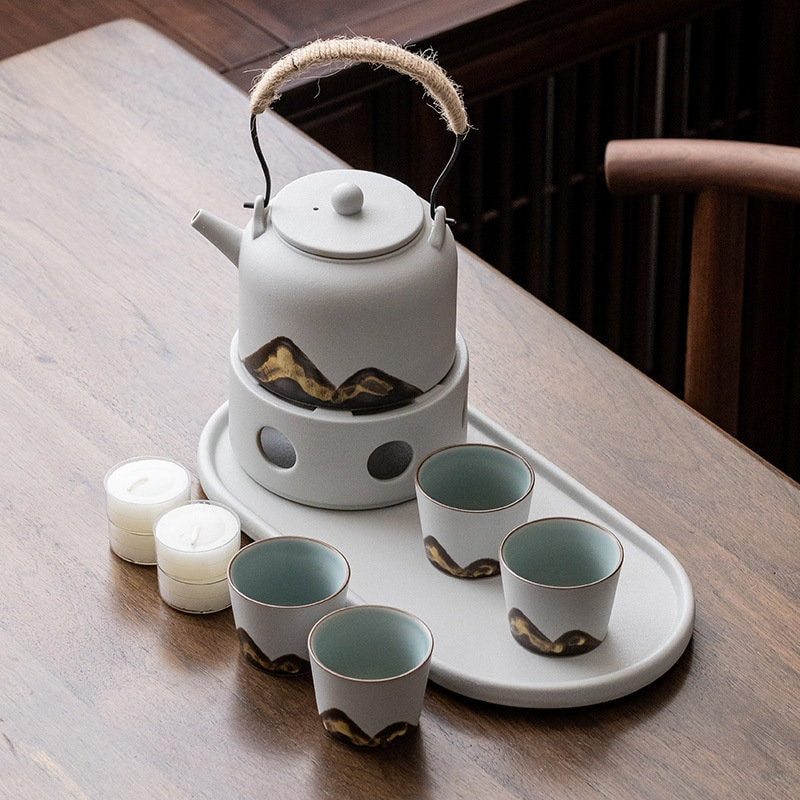 white gongfu tea set