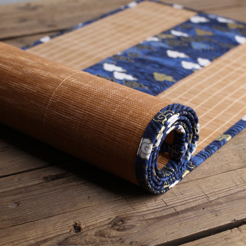 Oriental Style Bamboo Tea Table Runner, 100% Natural Bamboo Table Mat, Kungfu Tea Accessories, 3 Design Multiple Lengths